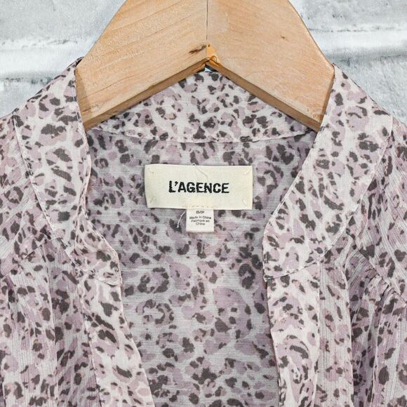 L'Agence Women's Kavita top semi sheer printed size Small - Picture 3 of 8